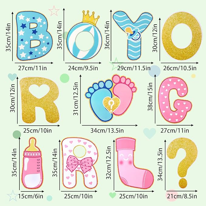 11 Pcs Gender Reveal Decorations Baby Shower Yard Signs with Stakes