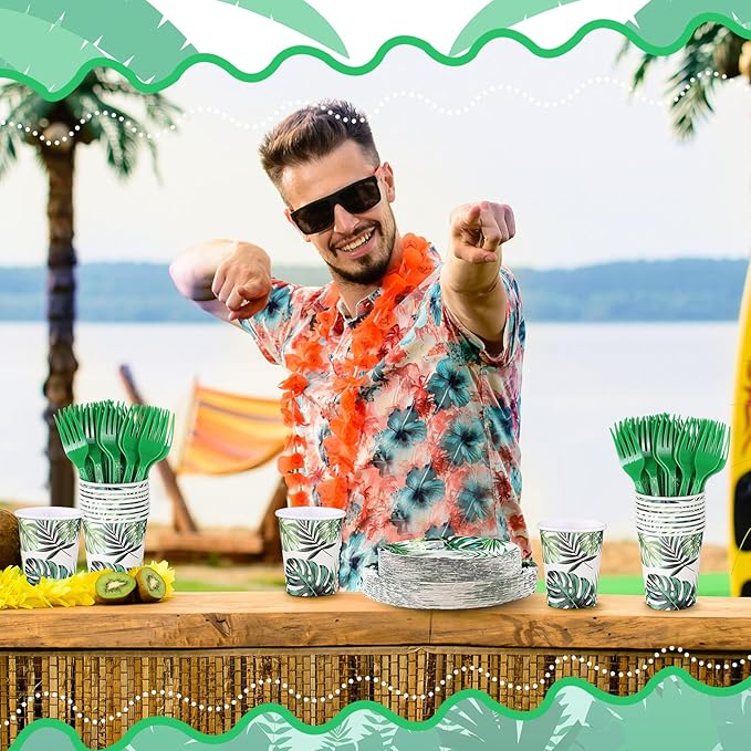 120 Pcs Hawaiian Party Decorations Supplies Tropical Palm Leaves