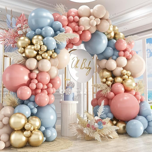 Gender Reveal Balloon Garland Arch Kit 412pcs Pink and Blue balloons