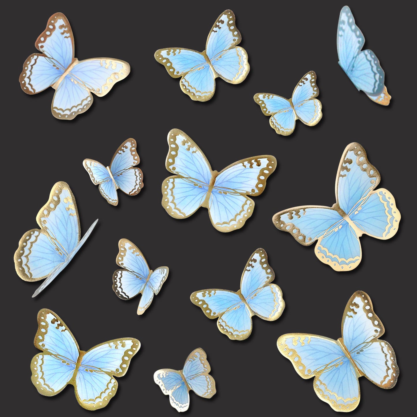 Ercadio 30 Pack 3D Butterfly Cake Toppers - Mix Sizes, Waterproof A-3d
