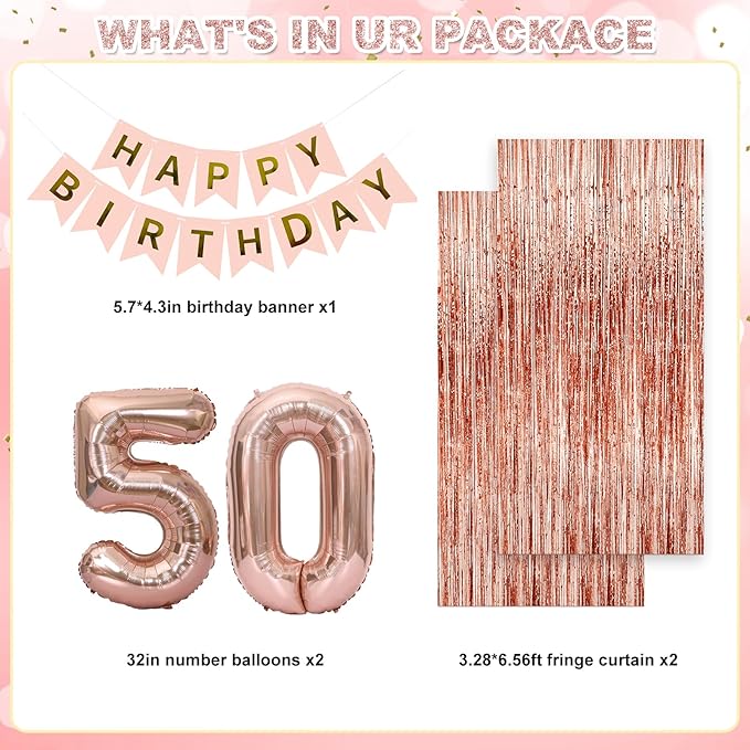 Woman Lady Rose Gold Party Decorations Happy Birthday Banners Tassel