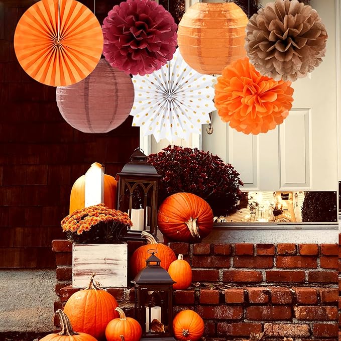 Burgundy Brown Orange Baby Shower Boho Party Decorations 20pcs Fall