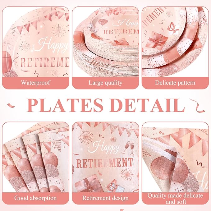 452 Pcs Retirement Party Decorations for Women Rose Gold Happy