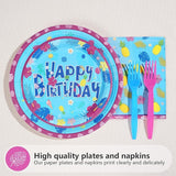 96Pcs Hawaiian Birthday Decorations Tropical Luau Blue Cartoon