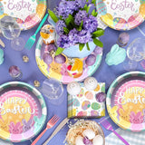96 Pcs Easter Party Supplies Easter Plates and Napkins Set Colorful