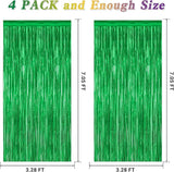 4 Pack Green Streamers, 3.28 FT x 7.05 FT Birthday Tinsel Backdrop,