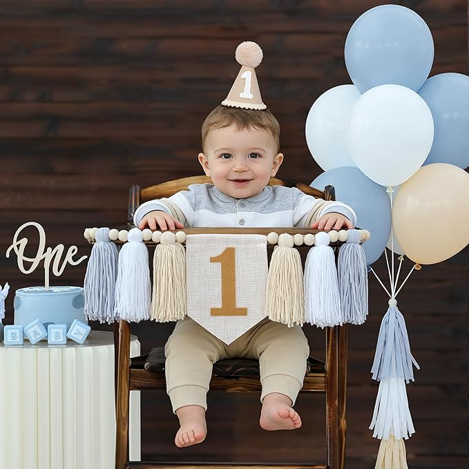 First Birthday High Chair Banner Decorations For Boy 1st Birthday