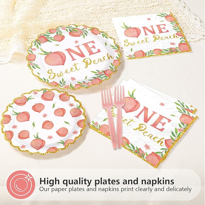 96Pcs One Sweet Peach Birthday Party Decorations Peach 1st Birthday
