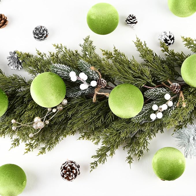 Velvet Ornaments for Christmas Tree Decorations - Lime Green Xmas
