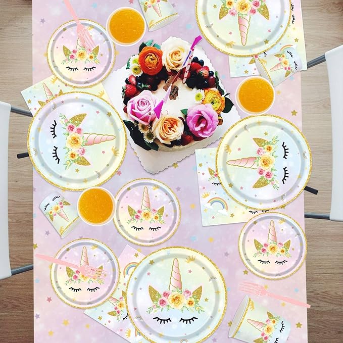 Unicorn Birthday Decorations for Girls Rainbow Pastel Theme with