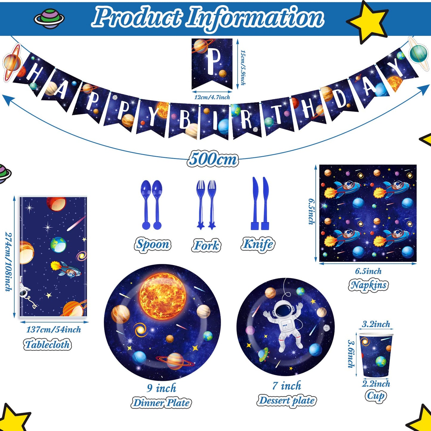 Outer Space Birthday Party Supplies Serve 24 Space Party Tableware