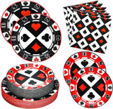 180PCS Casino Party Supplies Serve 60 Poker Party Paper Plates and