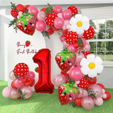 Berry First Birthday Decor 127Pcs Strawberry Balloon Arch Kit with