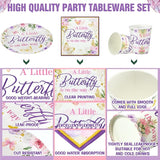 200 Pcs Butterfly Baby Shower Paper Plates Napkins Cups Girl Shower