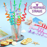 98 Mermaid Party Favors for Girls Birthday Supplies Straw Bubble