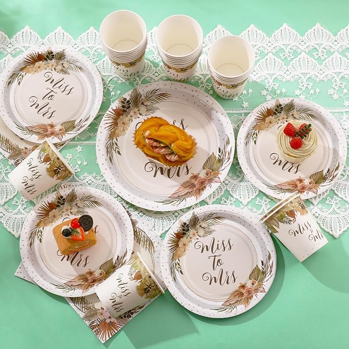 Boho Bridal Shower Decorations 168Pcs Bridal Shower Plates and
