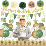 Retirement Party Decorations Women Men Green Happy Retirement Banner