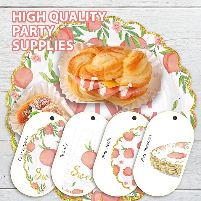 96Pcs One Sweet Peach Birthday Party Decorations Peach 1st Birthday