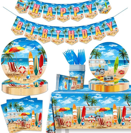 Beach Birthday Party Supplies 142PCS Hawaiian Pool Party Decoration
