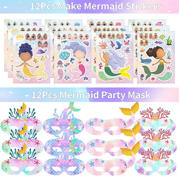 320PCS Mermaid Party Favors Birthday Decorations Supplies Kit with