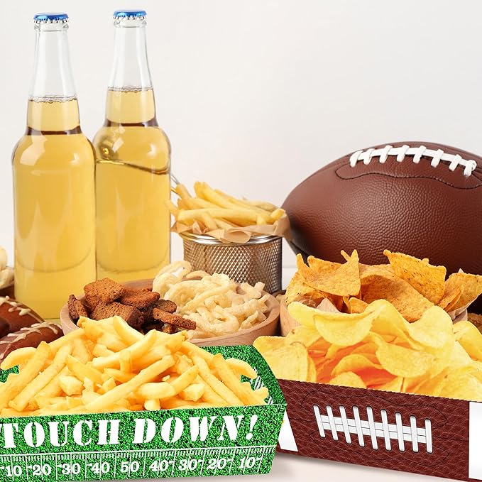 50 Pcs Football Party Decorations Disposable Food Tray for Super