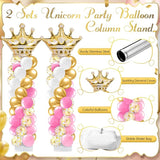 2 Sets Princess Party Balloon Column Stand Kit with 2 Crown Foil