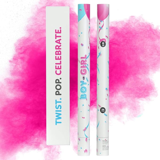 24” X large Gender Reveal Powder Smoke Bombs Cannon Poppers 2 Blue