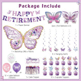 Butterfly Retirement Decorations Purple Happy Retirement Banner