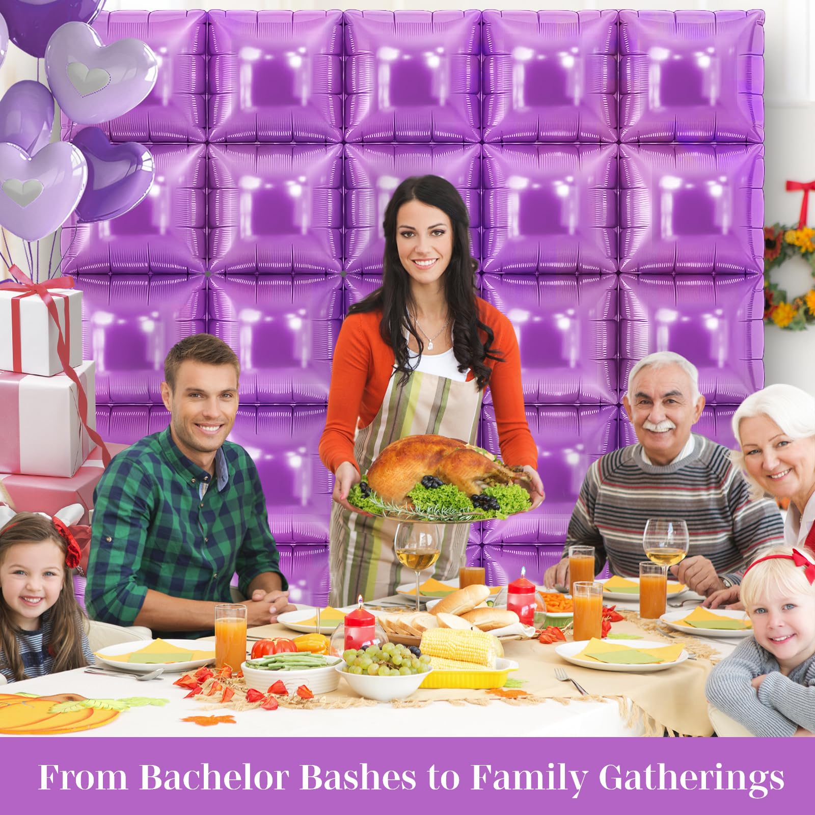 Light Purple Square Foil Balloons 25 Pcs Metallic Light Purple
