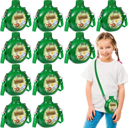 Eaasty 12 Set Jungle Safari Party Supplies Kids Canteens with Strap