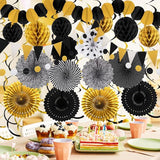 Black Gold Party Decorations, New Years Eve Party Supplies Easy