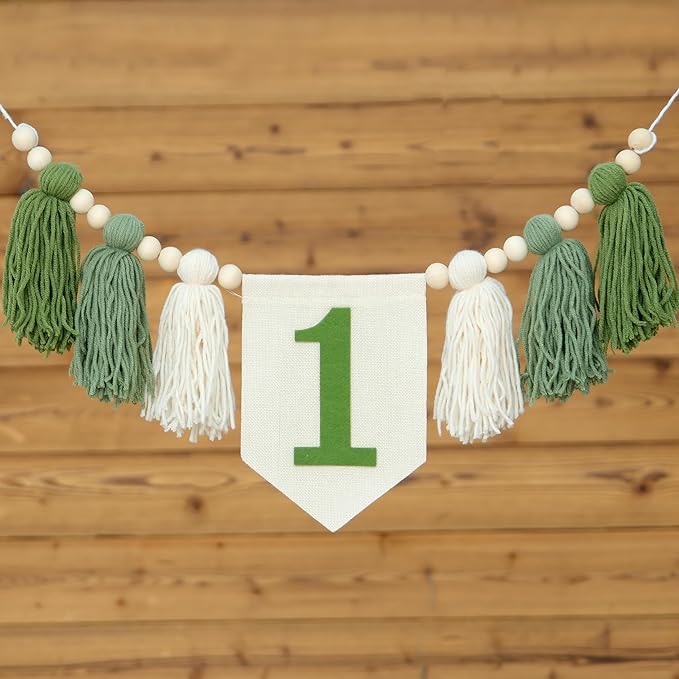 Green Wild One 1st Birthday High Chair Banner First Highchair Banner