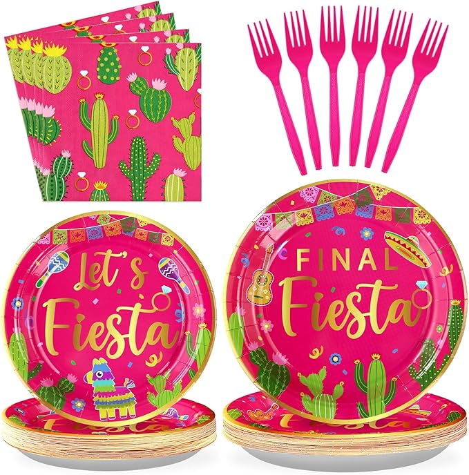 96Pcs Final Fiesta Bachelorette Party Decorations Hot Pink Mexican