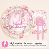 96Pcs Ballerina 2nd Birthday Party Supplies Pink Ballet Tutu Cute