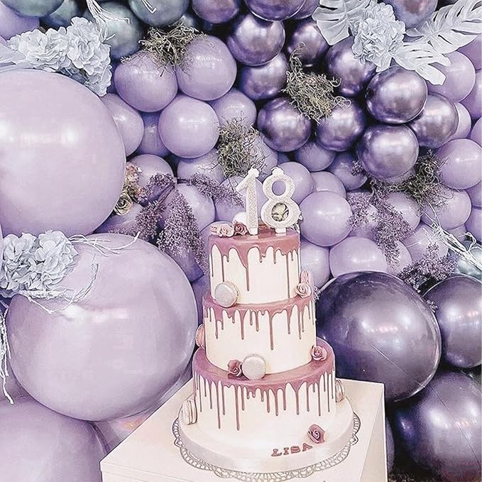 PartyWoo Dusty Purple Balloons 100pcs Different Sizes Pack of 18 12