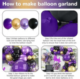 Purple Black and Gold Balloon Arch Kit Graduation Balloon Garland
