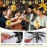 Black and Gold Birthday Decorations for Men Women Happy Birthday