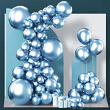 PartyWoo Metallic Light Blue Balloons 100 pcs Different Sizes of 18