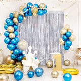 Silver Metallic Tinsel Foil Fringe Curtains, 4 Pack 3.3x8.3 Feet