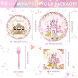 96 PCS Princess Party Plates Serve 24 Princess Plates and Napkins
