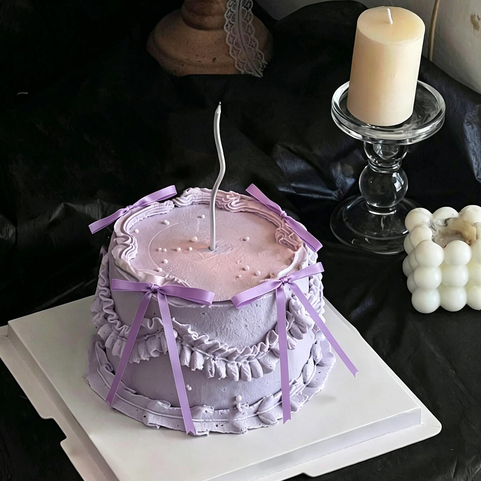Purple Bow Cake Topper Coquette Bows Cake Decorations Dessert Purple