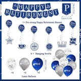Roetyce Retirement Party Decorations for Men Women, Blue Silver Happy