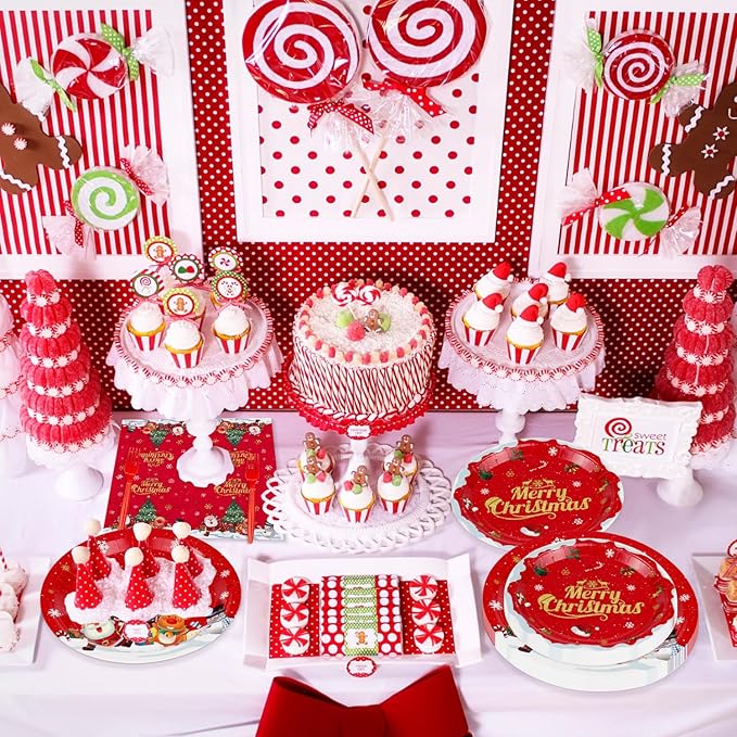 Christmas Party Decorations Including Merry Christmas Paper Plates