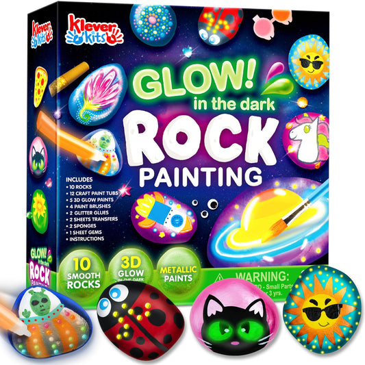 Rock Painting Kit- Glow in The Dark Rock Kit, Arts and Crafts for Kids