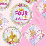 96 Pcs Princess Birthday Party Supplies 350 GSM Four Ever a Princess