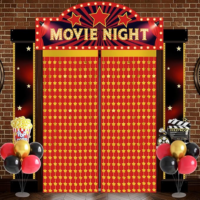 24Pcs Movie Night Themed Party Decorations Supplies Red Carpet