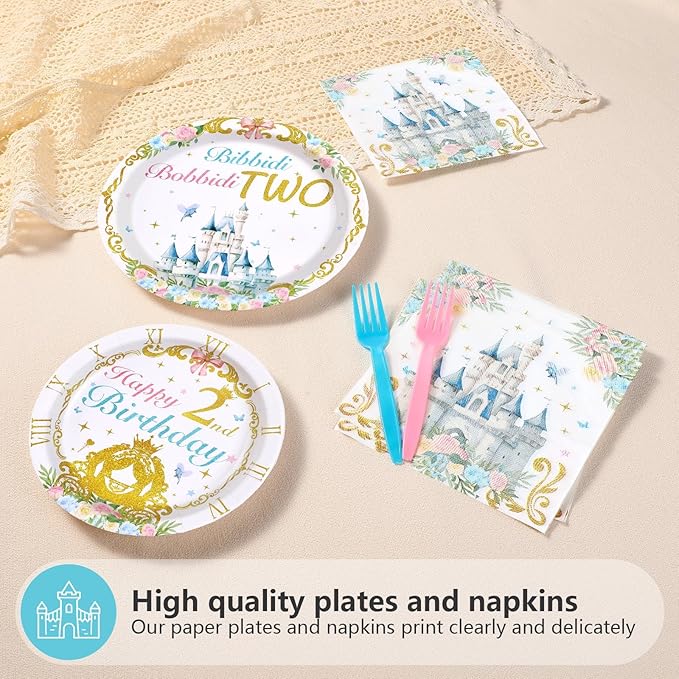 96Pcs Princess Birthday Party Supplies Bibbity Boppity Two Party