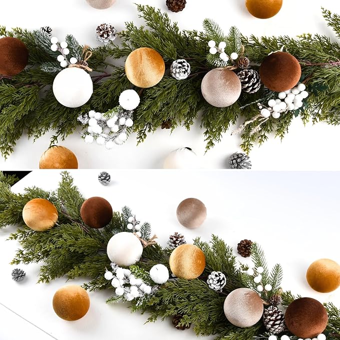 Gold Velvet Christmas Tree Ornaments - 15pcs Shatterproof Christmas