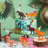 20Pcs Dinosaur Cake Decorations with Mini Birthday Party Hats