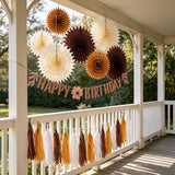 Brown Birthday Party Decorations for Women Neutral Boho Happy Banner